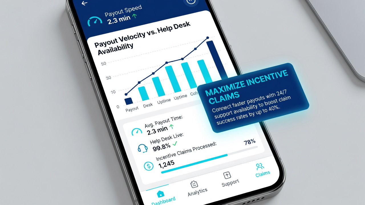 Support dashboard on mobile screen connected to payout confirmation for racing and football bonuses