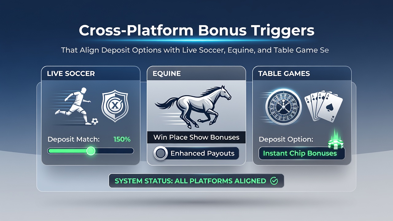 Equine and table game live sessions displayed alongside deposit bonus triggers on a mobile device