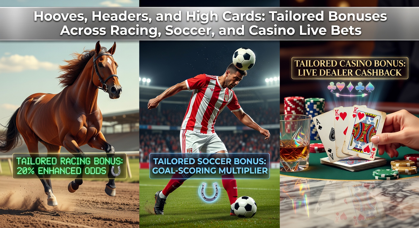 Intense soccer match with a player heading the ball toward goal, featuring digital bonus overlays for live soccer wagering promotions