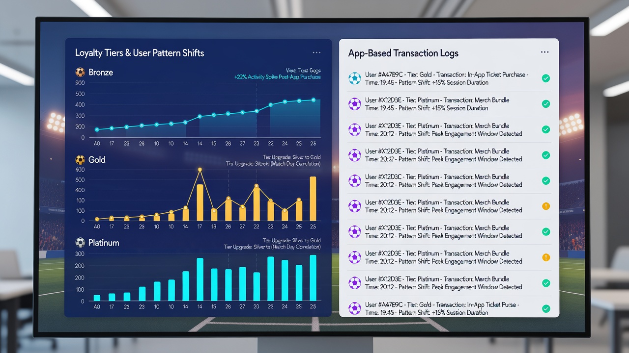 App transaction log visualization tracking real-time shifts in football, racing, and table game bets