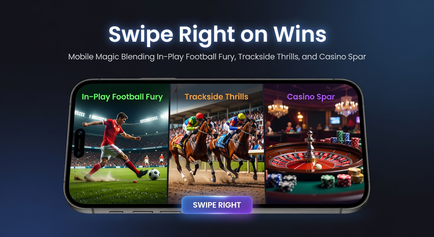 Dynamic split-screen on mobile showing soccer live odds, a galloping racehorse, and spinning roulette wheel, illustrating cross-category betting flow