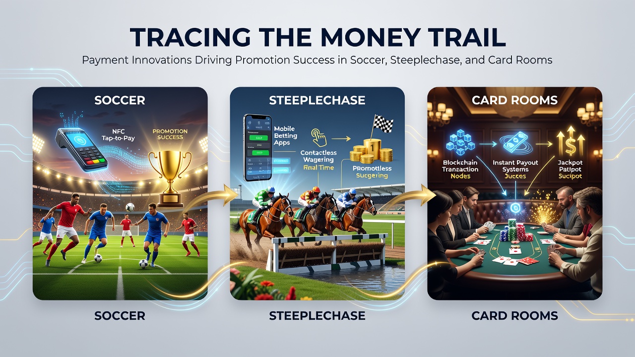 Digital payment systems processing transactions for soccer betting promotions and steeplechase wagers